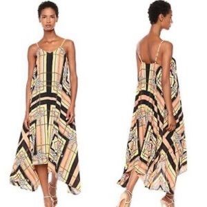 Nanette Lepore | Orange/Multicolored Calypso Handkerchief Hem Maxi Dress *NWT*